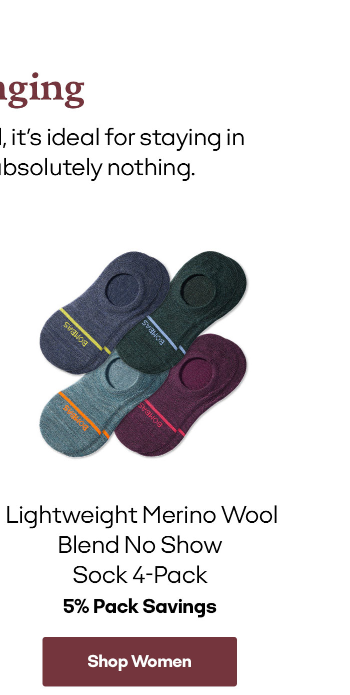 Women's Lightweight Merino Wool Blend No Show Sock 4-Pack