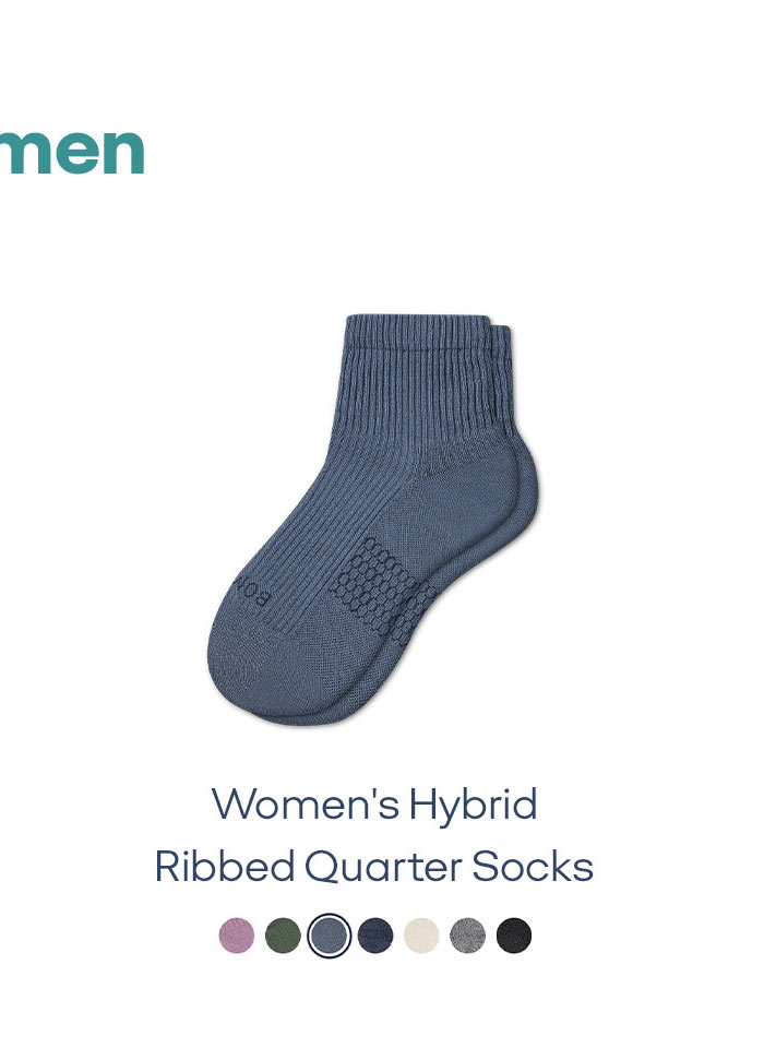 Women's Hybrid Ribbed Quarter Socks