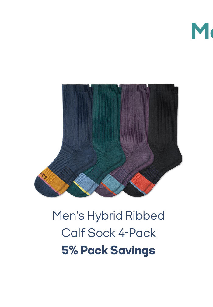 Men Men's Hybrid Ribbed Calf Sock 4-Pack