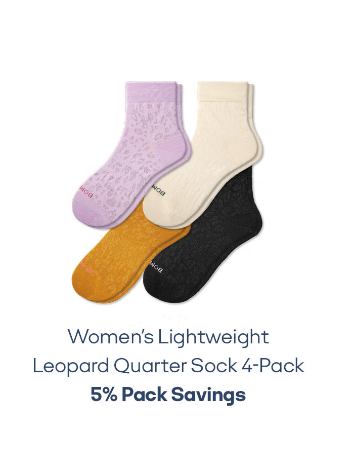 Women's Lightweight Leopard Quarter Sock 4-Pack