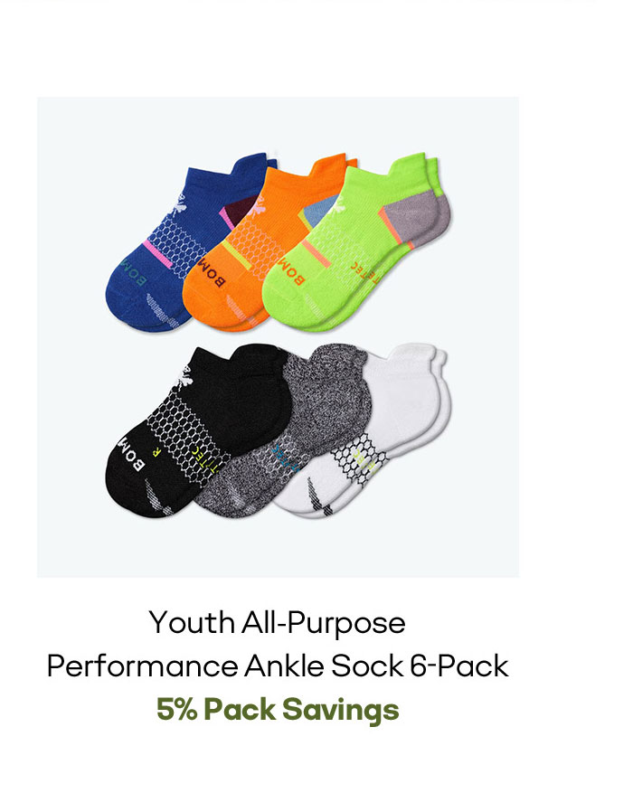 Youth All-Purpose Performance Ankle Sock 6-Pack