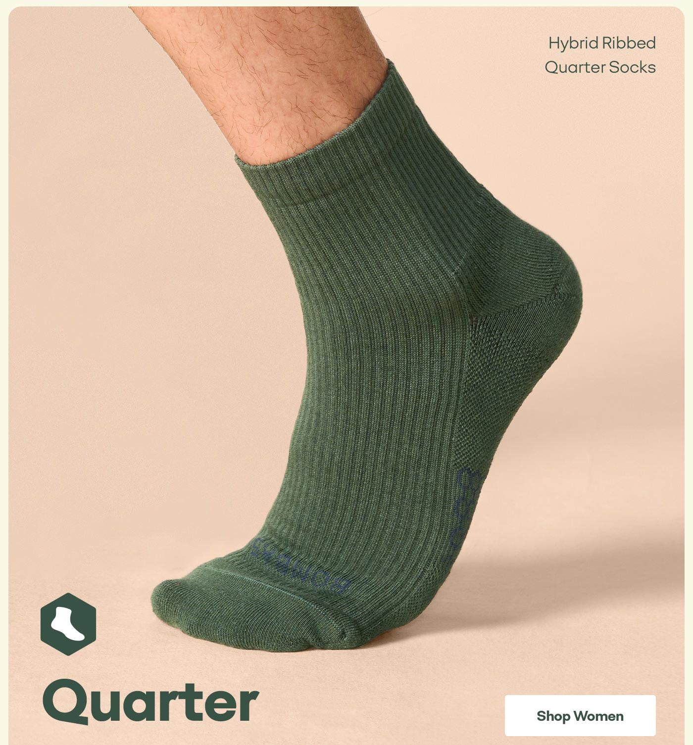 Hybrid Ribbed Quarter Socks Shop Women