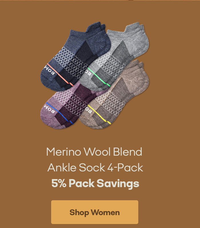 Women's Merino Wool Blend Ankle Sock 4-Pack