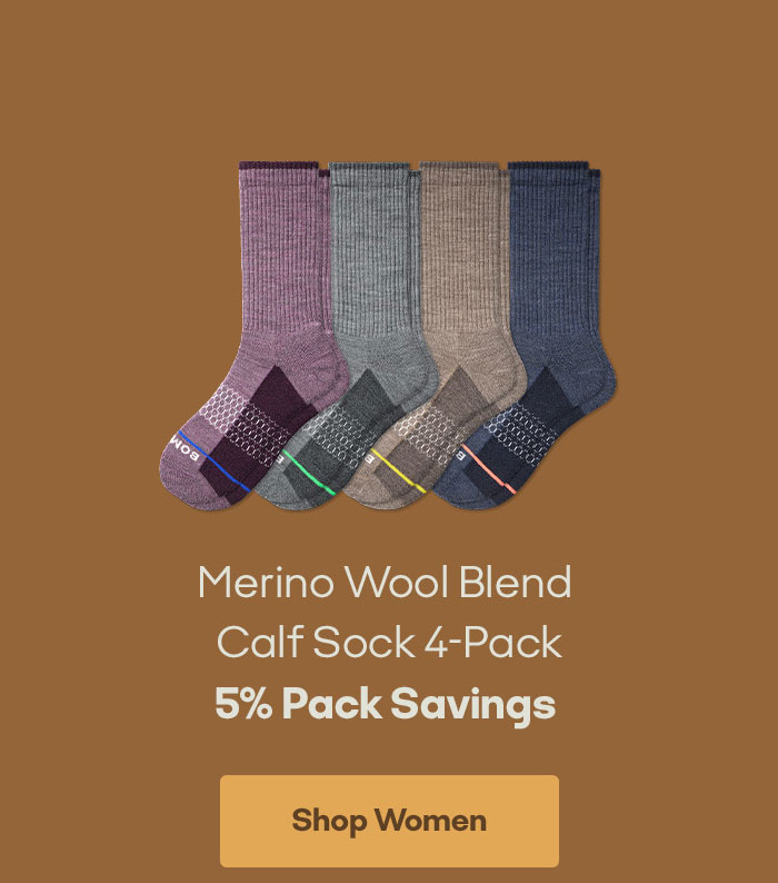 Women's Merino Wool Blend Calf Sock 4-Pack