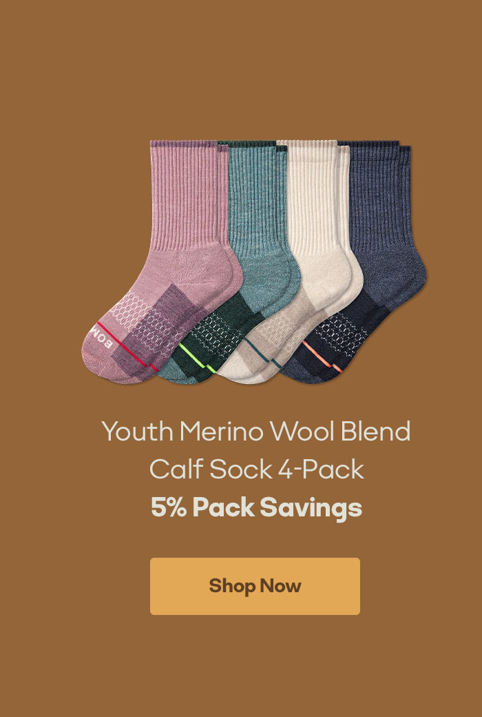 Youth Merino Wool Blend Calf Sock 4-Pack