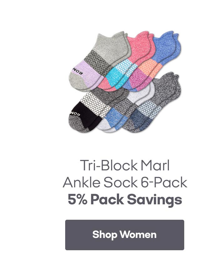 Tri-Block Marl Ankle Sock 6-Pack Shop Women