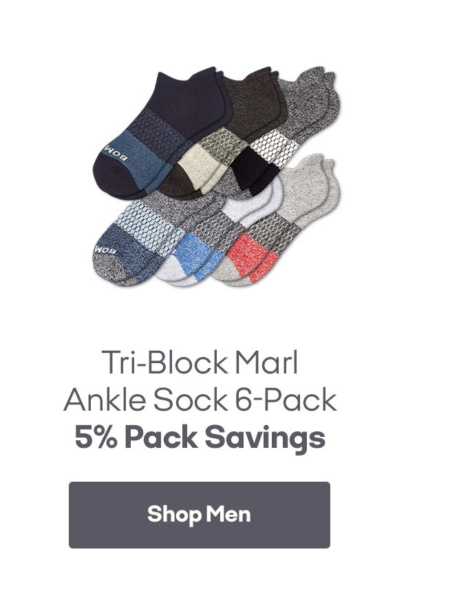 Tri-Block Marl Ankle Sock 6-Pack Shop Men