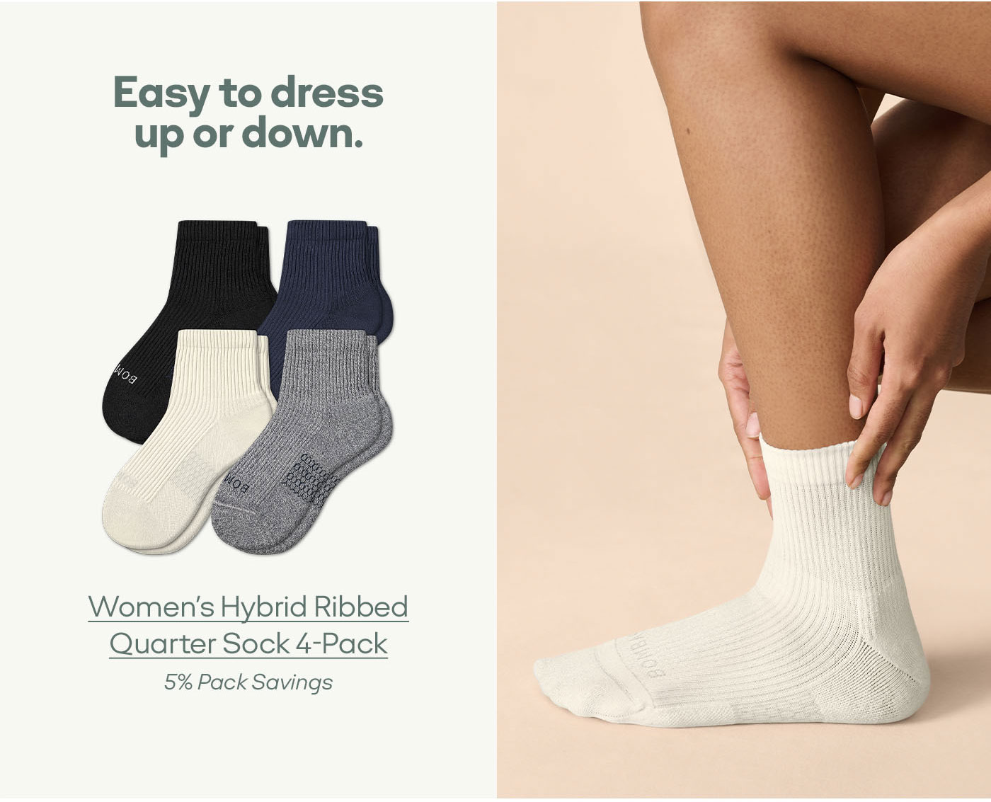 Women's Hybrid Ribbed Quarter Sock 4-Pack