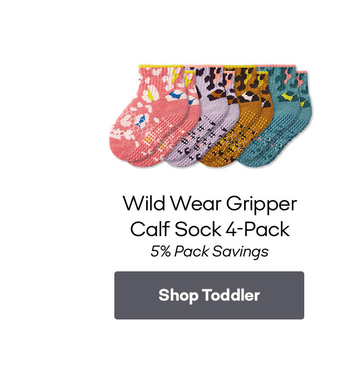 Toddler Wild Wear Gripper Calf Sock 4-Pack
