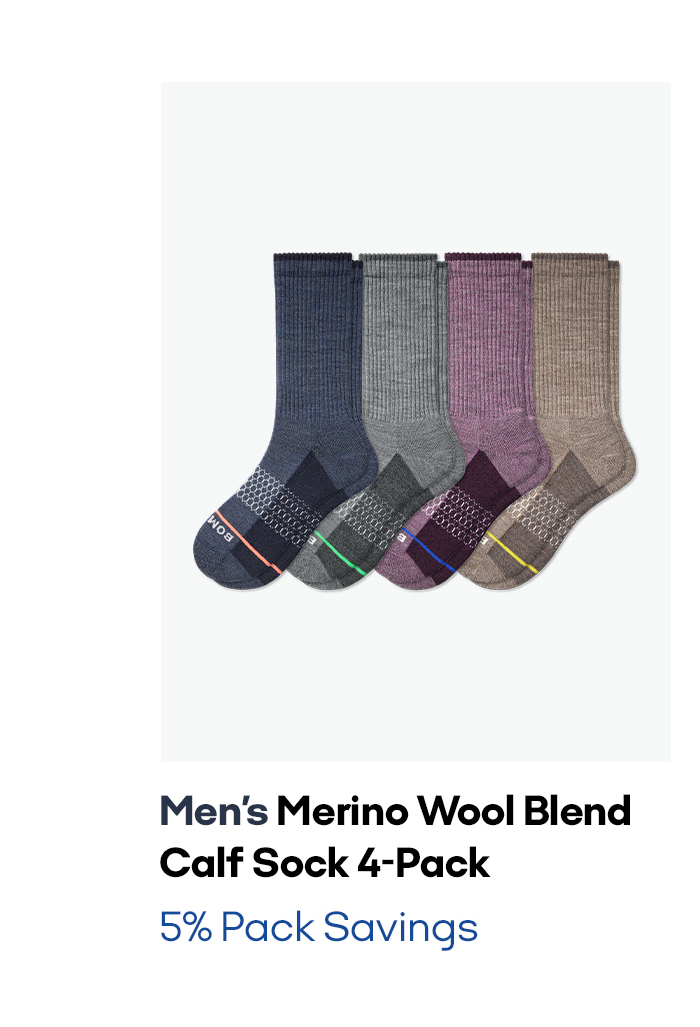 Men's Merino Wool Blend Calf Sock 4-Pack