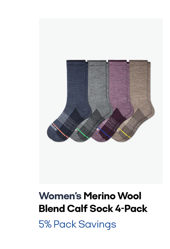 Women's Merino Wool Blend Calf Sock 4-Pack