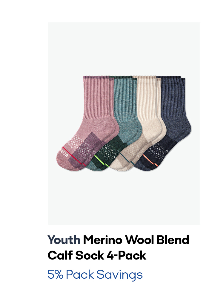 Youth Merino Wool Blend Calf Sock 4-Pack