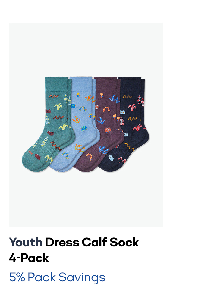 Youth Dress Calf Sock 4-Pack