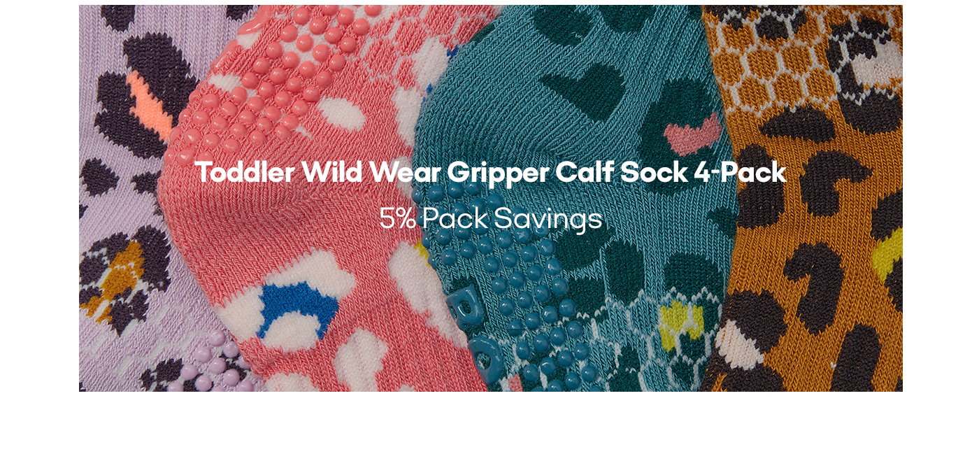 Toddler Wild Wear Gripper Calf Sock 4-Pack