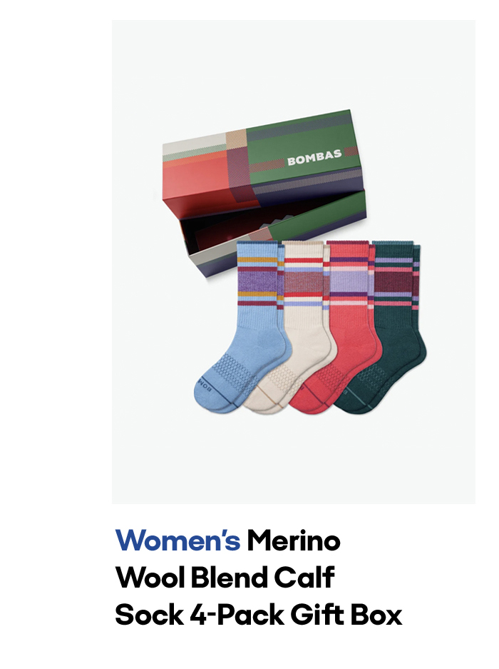 Women's Merino Wool Blend Calf Sock 4-Pack Gift Box