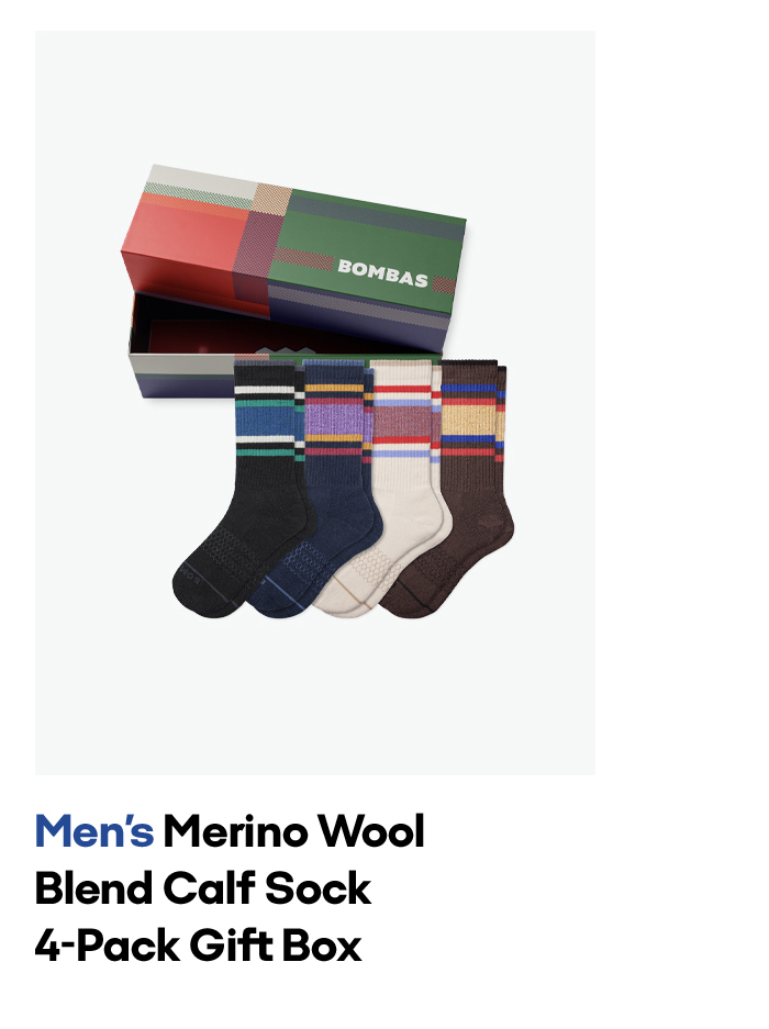 Men's Merino Wool Blend Calf Sock 4-Pack Gift Box