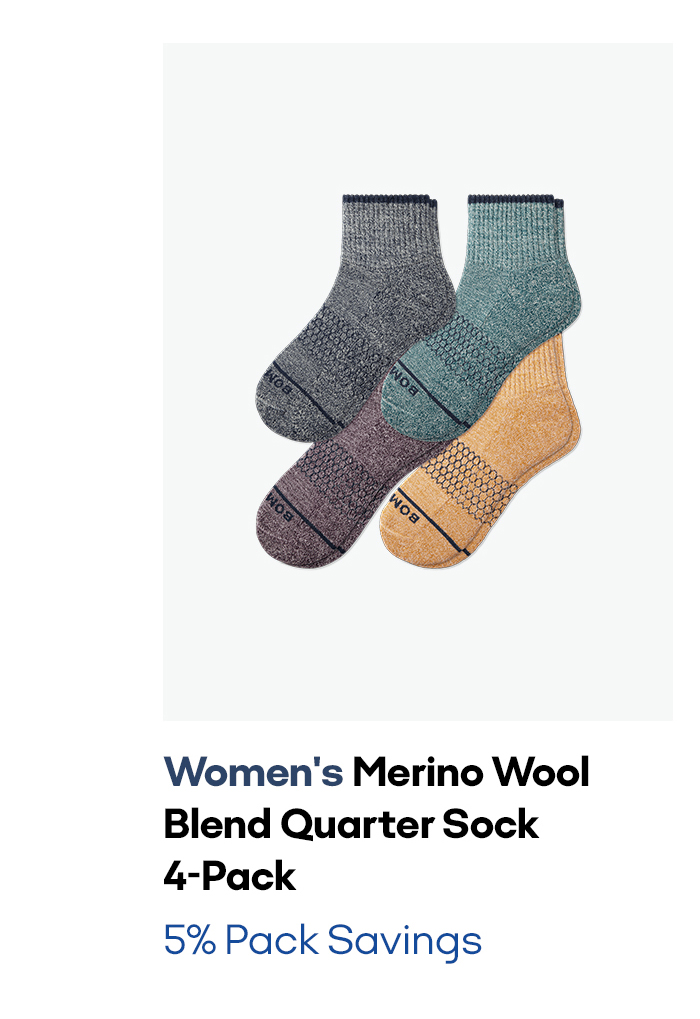 Women's Merino Wool Blend Quarter Sock 4-Pack