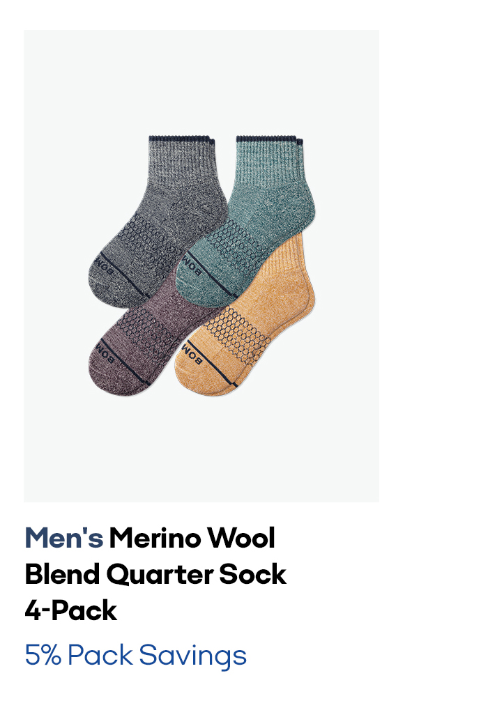 Men's Merino Wool Blend Quarter Sock 4-Pack