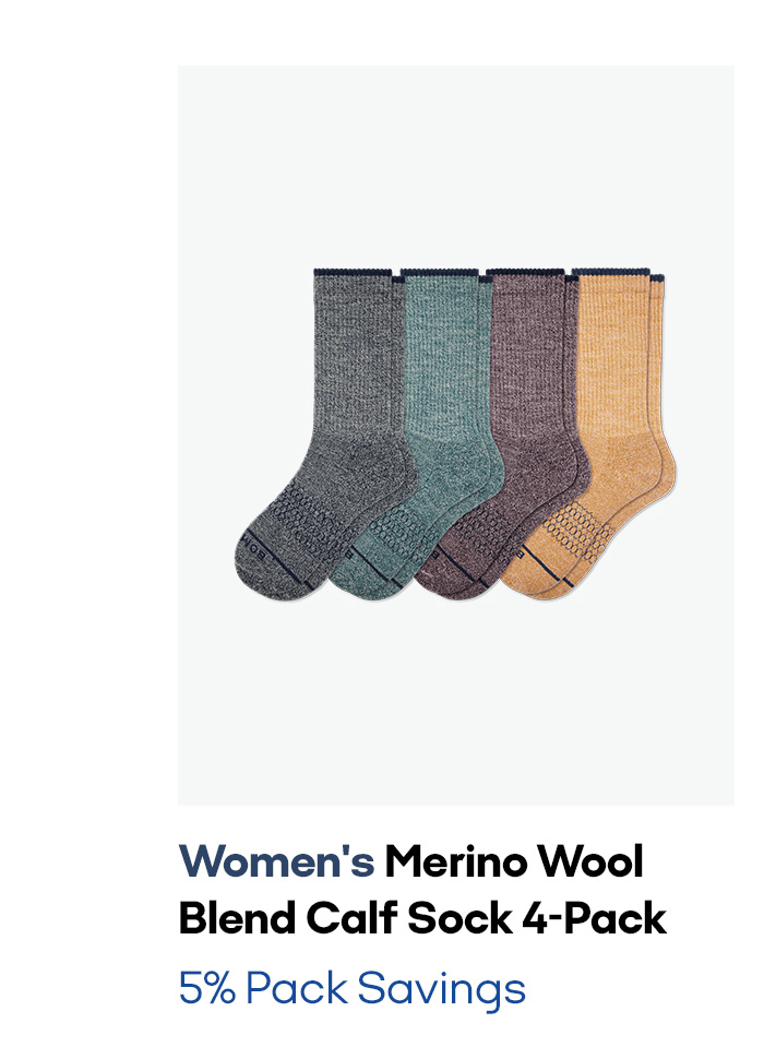 Women's Merino Wool Blend Calf Sock 4-Pack