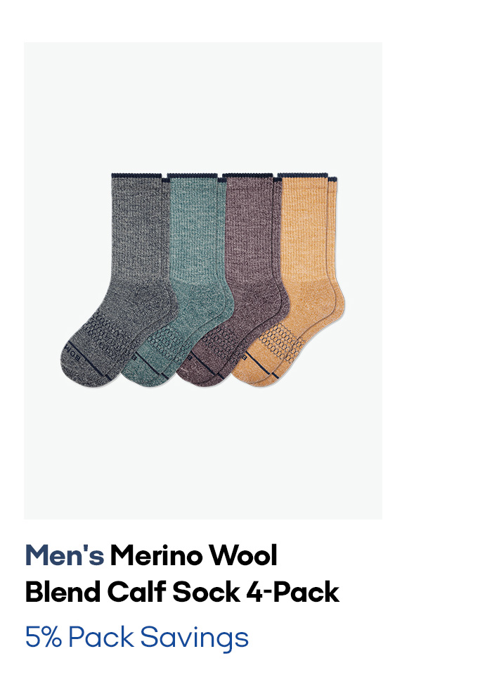 Men's Merino Wool Blend Calf Sock 4-Pack