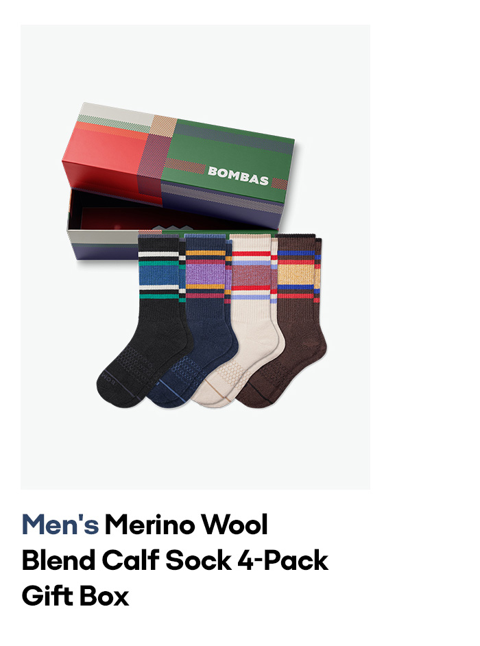 Men's Merino Wool Blend Calf Sock 4-Pack Gift Box