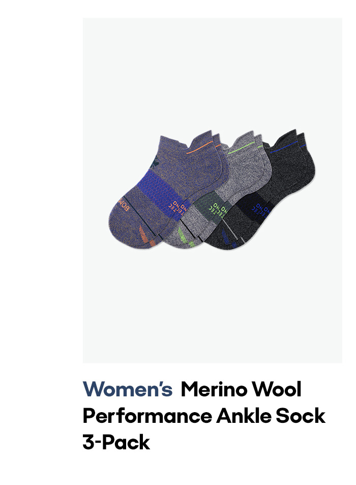 Women's Merino Wool Performance Ankle Sock 3-Pack