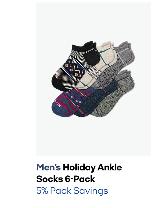 Men's Holiday Ankle Socks 6-Pack