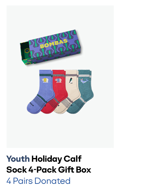 Youth Holiday Calf Sock 4-Pack Gift Box