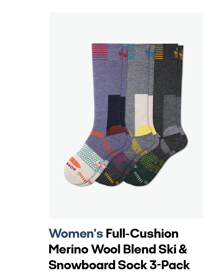 Women's Full-Cushion Merino Wool Blend Ski & Snowboard Sock 3-Pack