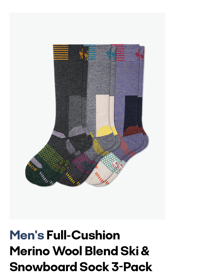 Men's Full-Cushion Merino Wool Blend Ski & Snowboard Sock 3-Pack