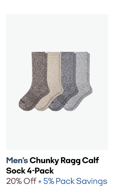 MEN'S CHUNKY RAGG CALF SOCK 4-PACK | 20% OFF + 5% PACK SAVINGS 