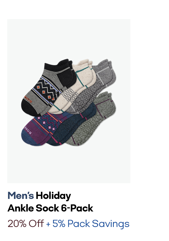 Men's Holiday Ankle Socks 6-Pack