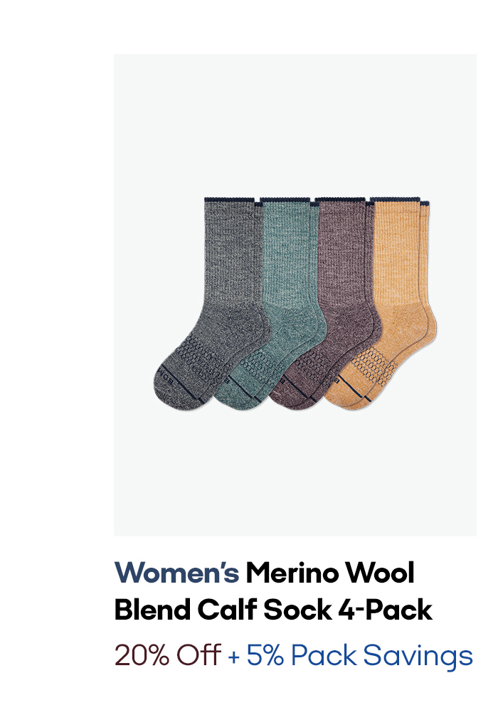 Women's Merino Wool Blend Calf Sock 4-Pack