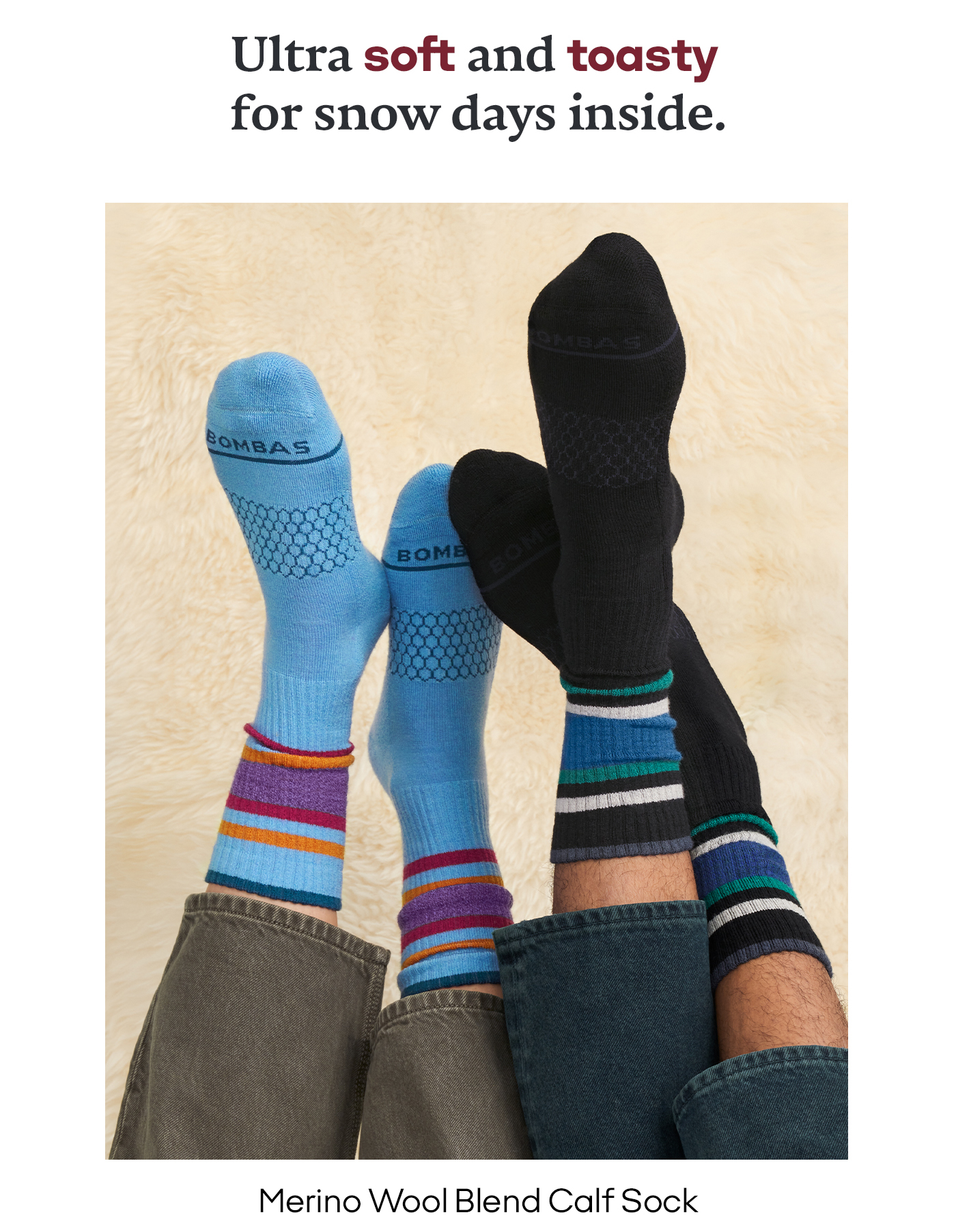 Merino Wool Blend Calf Sock