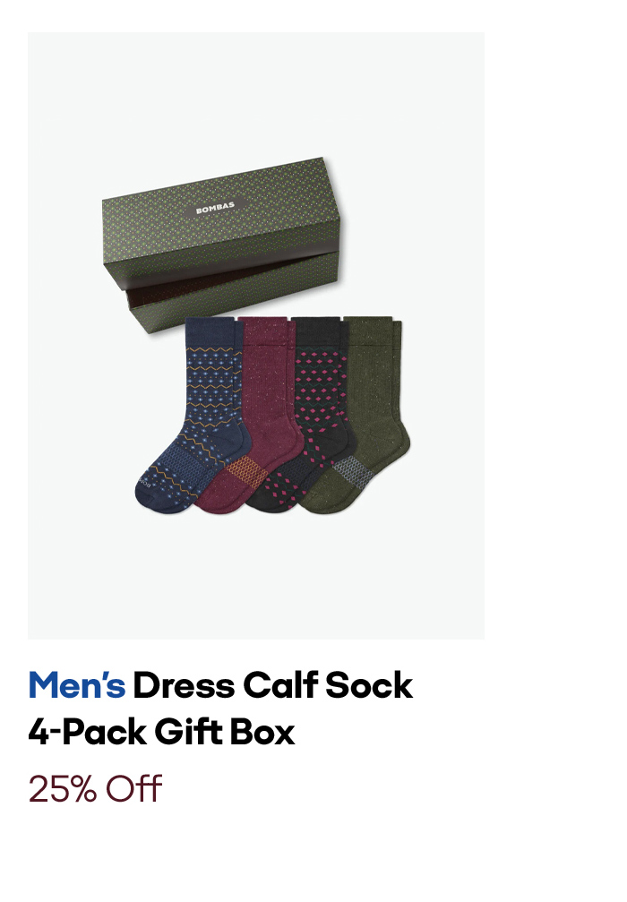 Men's Dress Calf SOck 4-Pack Gift Box