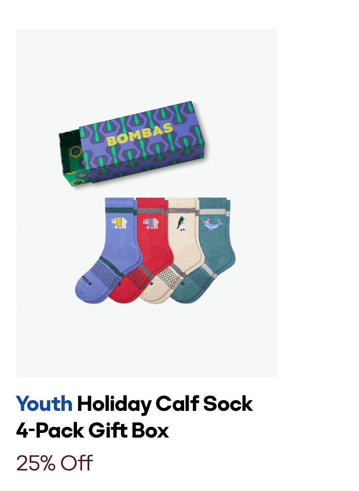 Youth Holiday Calf Sock 4-Pack Gift Box