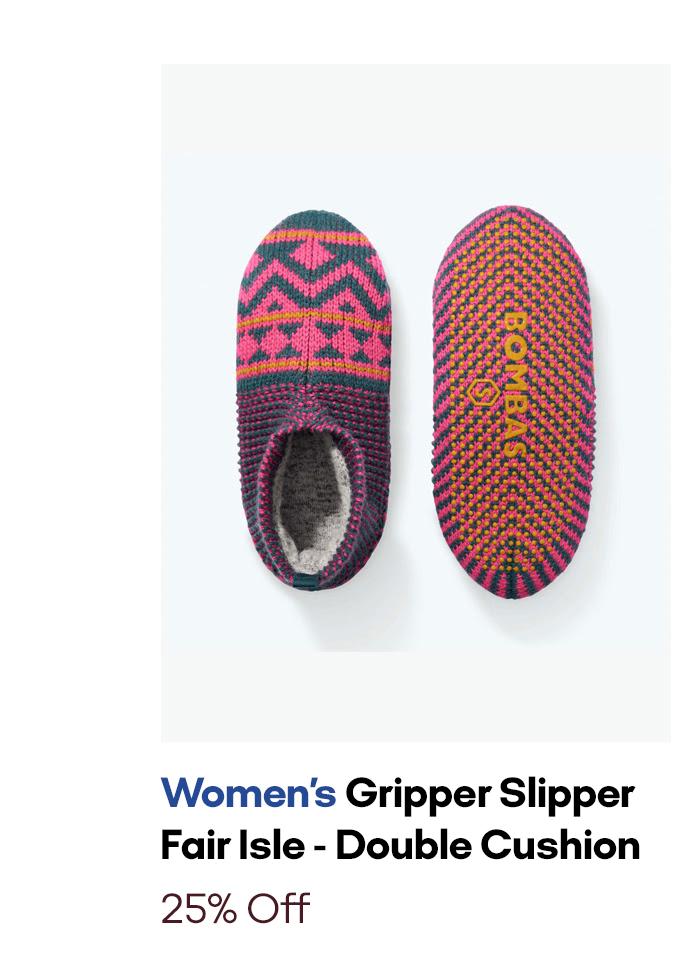 Women's Gripper Slipper Fair Isle - Double Lined