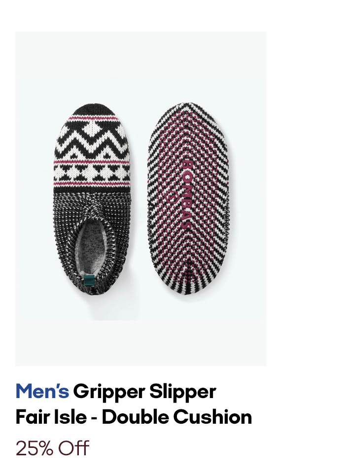 Men's Gripper Slipper Fair Isle - Double Lined