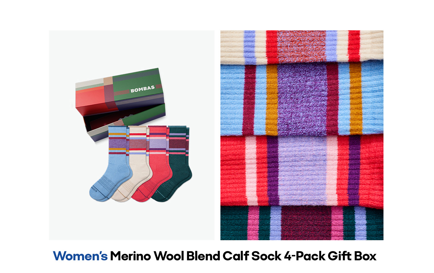 Women's Merino Wool Blend Calf Sock 4-Pack Gift Box