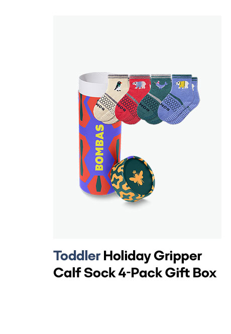 Toddler Holiday Gripper Calf Sock 4-Pack Gift Box