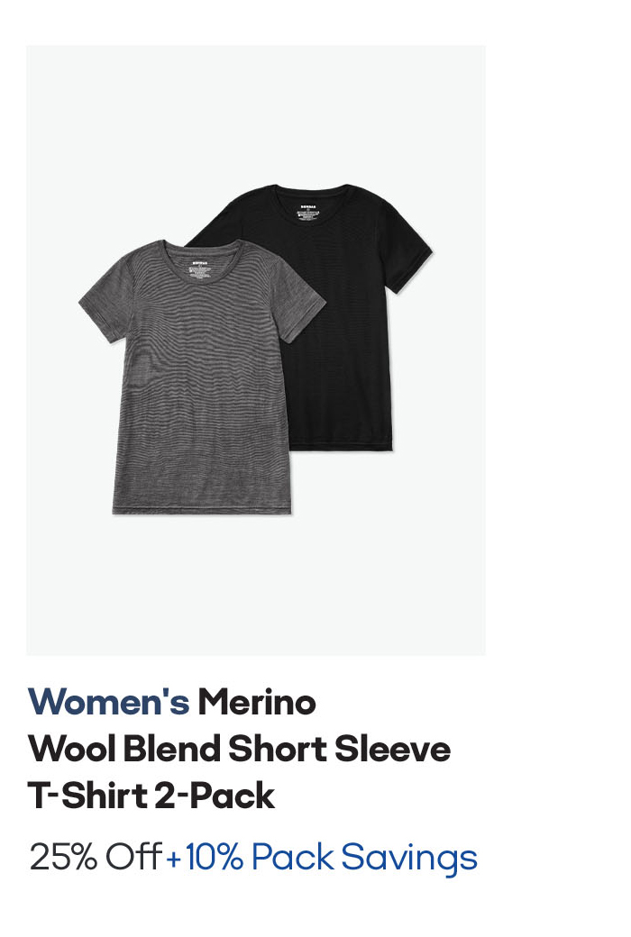 Women's Merino Wool Blend Crew Neck Short Sleeve T-Shirt 2-Pack