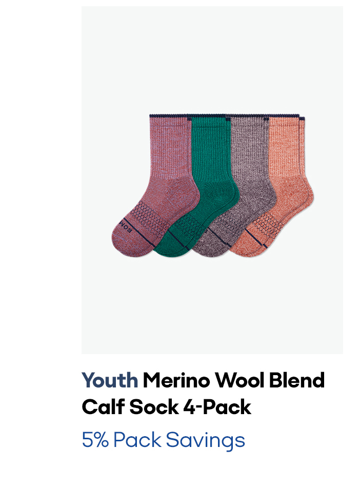 Youth Merino Wool Blend Calf Sock 4-Pack