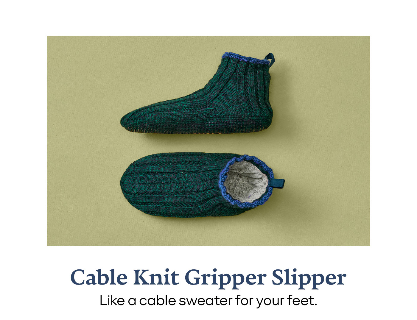 Cable Knit Gripper Slipper Like a cable sweater for your feet.