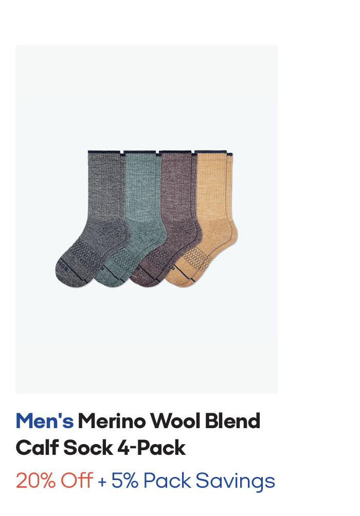 Men's Merino Wool Blend Calf Sock 4-Pack