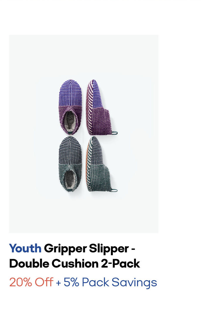 Youth Gripper Slipper - Double Cushion 2-Pack