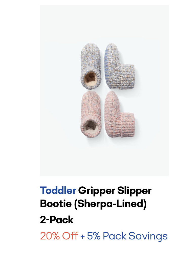 Toddler Gripper Slipper Bootie - Sherpa-Lined 2-Pack