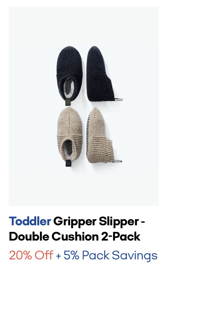 Toddler Gripper Slipper - Double Cushion 2-Pack