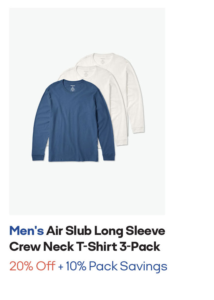 Men's Air Slub Long Sleeve Crew Neck T-Shirt 3-Pack