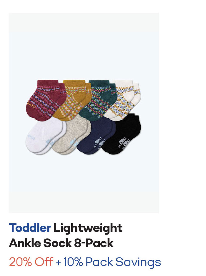 Toddler Lightweight Ankle Sock 8-Pack