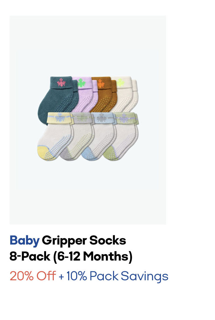 Baby Gripper Socks 8-Pack (6-12 Months)